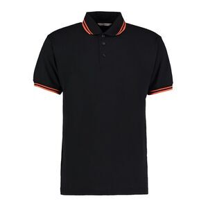 Kustom Kit Mens Tipped Piqué Polo Shirt / Black/Charcoal